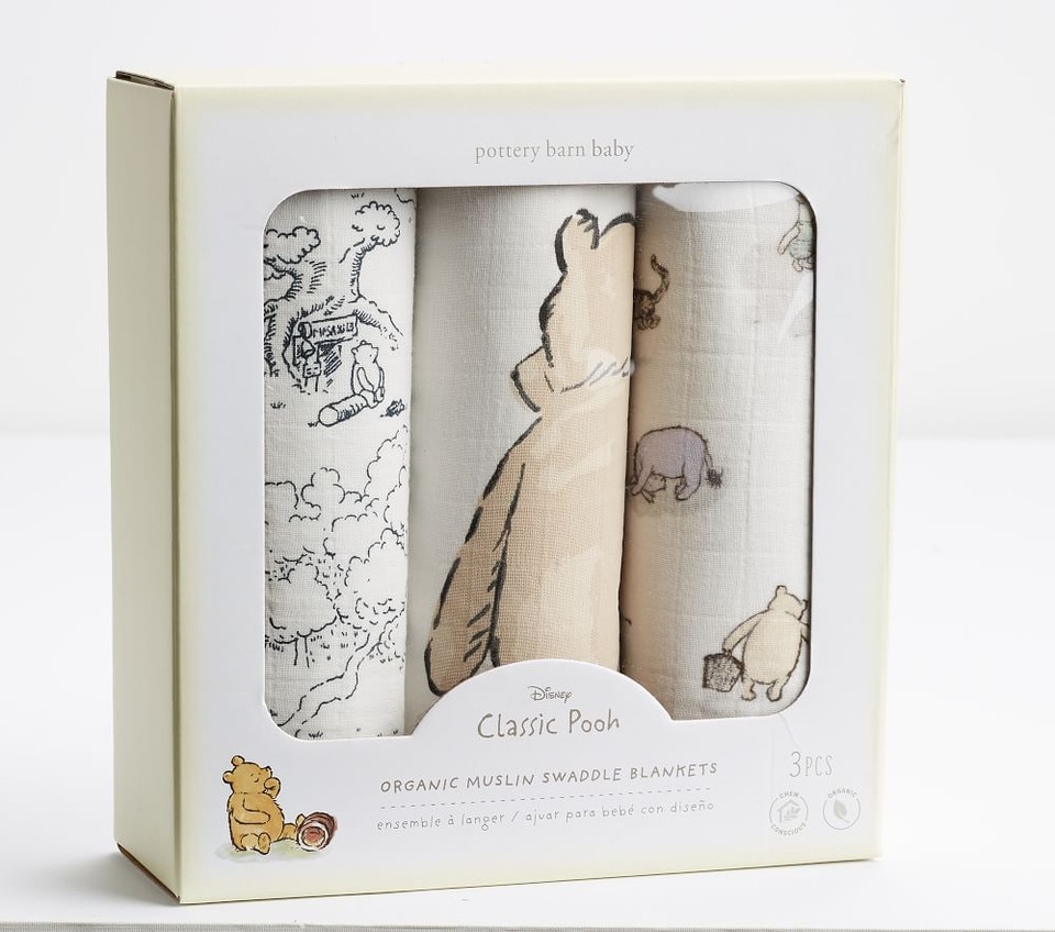 Organic Disney® Winnie The Pooh Muslin Swaddle Set Pottery Barn Kids UK